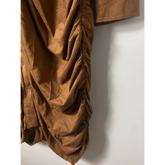 TORRID DRESS 5X BROWN FAUX SUEDE SHIRTDRESS MINI SHORT LONG SLEEVE BUTTON DOWN - Picture 6 of 8